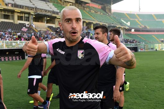 PALERMO, ITALY - JULY 31: Ilija Nestorovski gestures during a training session at Renzo Barbera stadium on July 31, 2018 in Palermo, Italy. (Photo by Tullio M. Puglia/Getty Images) 