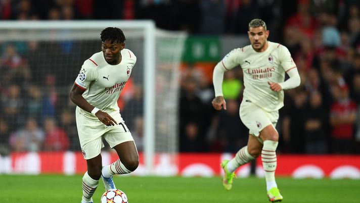 LIVERPOOL, ENGLAND - SEPTEMBER 15: Rafael Leao of AC Milan runs off the ball during the UEFA Champions League group B match between Liverpool FC and AC Milan at Anfield on September 15, 2021 in Liverpool, England. (Photo by Claudio Villa/AC Milan via Getty Images)