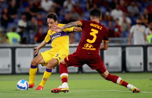 during the Serie A match between AS Roma v ACF Fiorentina at Stadio Olimpico on August 22, 2021 in Rome, Italy. during the Serie A match between AS Roma v ACF Fiorentina at Stadio Olimpico on August 22, 2021 in Rome, Italy.