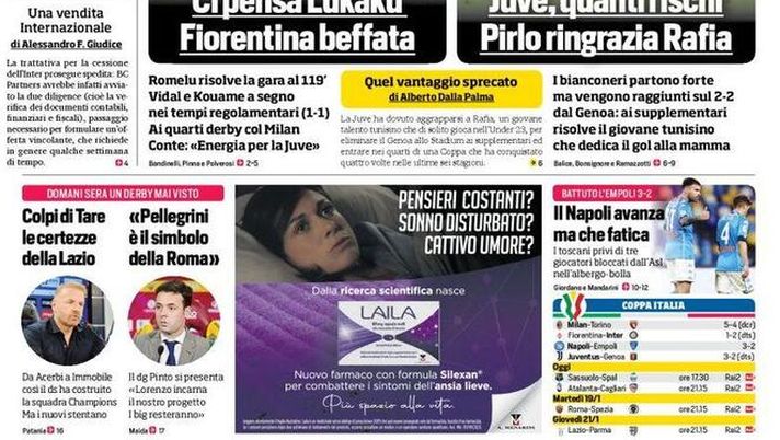 Corriere dello Sport, la prima pagina di oggi, giovedì 14 gennaio 2021 