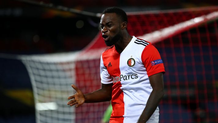 ROTTERDAM, NETHERLANDS - NOVEMBER 05: Lutsharel Geertruida of Feyenoord Rotterdam celebrates scoring his teams third goal of the game during the UEFA Europa League Group K stage match between Feyenoord and CSKA Moskva at De Kuip on November 05, 2020 in Rotterdam, Netherlands. (Photo by Dean Mouhtaropoulos/Getty Images) ROTTERDAM, NETHERLANDS - NOVEMBER 05: Lutsharel Geertruida of Feyenoord Rotterdam celebrates scoring his teams third goal of the game during the UEFA Europa League Group K stage match between Feyenoord and CSKA Moskva at De Kuip on November 05, 2020 in Rotterdam, Netherlands. (Photo by Dean Mouhtaropoulos/Getty Images)