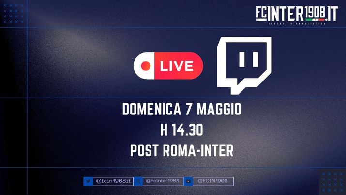 FCINTER1908 live su Twitch alle 14:45: post Roma-Inter e derby di Champions - immagine 1