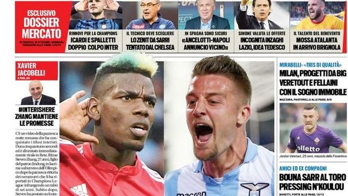 Prima Pagina, Tuttosport: “Uno dei due. Mirabelli: ‘Tris di qualità’. Rinnovi per la Champions, Icardi e Spalletti. Ancelotti-Napoli… 