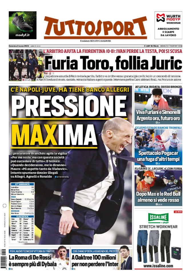 Prima Pagina Tuttosport 03/03/2024