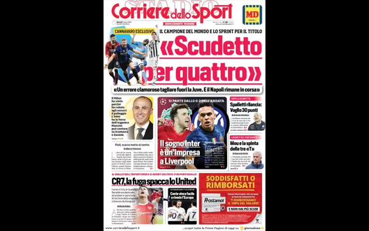 Prima Pagina, Corriere dello Sport: “Il sogno Inter è un’impresa a Liverpool” Prima Pagina