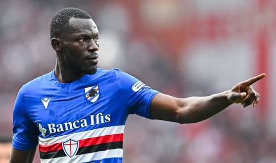 GENOA, ITALY - APRIL 30: Omar Colley of Sampdoria reacts during the Serie A match between UC Sampdoria and Genoa CFC at Stadio Luigi Ferraris on April 30, 2022 in Genoa, Italy. (Photo by Getty Images)