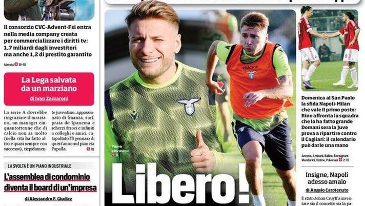 Corriere dello Sport, la prima pagina di oggi, venerdì 20 novembre 2020 
