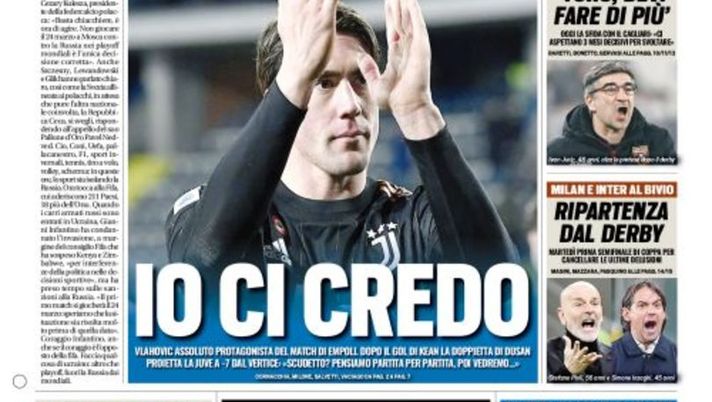 Prima Pagina, Tuttosport: “Io ci credo. Fuori la Russia dai Mondiali” Prima Pagina, Tuttosport: “Io ci credo. Fuori la Russia dai Mondiali” - immagine 1