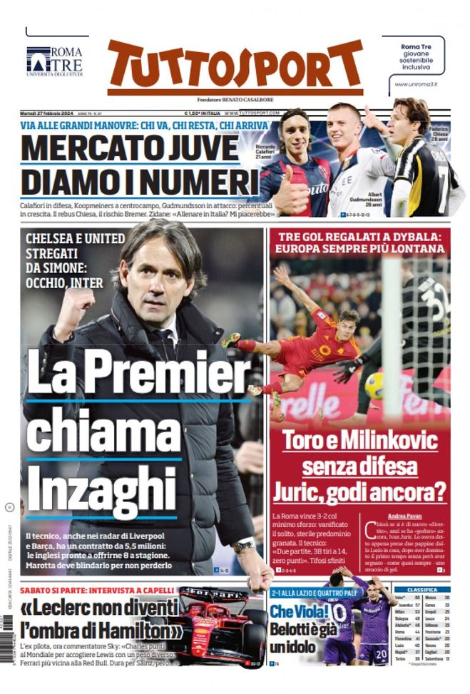 EDICOLA TS – Occhio Inter: la Premier chiama Inzaghi, Marotta deve blindarlo - immagine 1