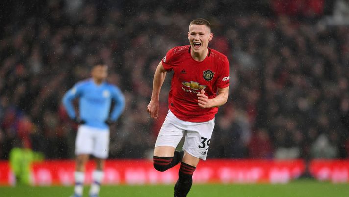 MANCHESTER, ENGLAND - MARCH 08: Scott McTominay of Manchester United celebrates after he scores his sides second goal during the Premier League match between Manchester United and Manchester City at Old Trafford on March 08, 2020 in Manchester, United Kingdom. (Photo by Laurence Griffiths/Getty Images) MANCHESTER, ENGLAND - MARCH 08: Scott McTominay of Manchester United celebrates after he scores his sides second goal during the Premier League match between Manchester United and Manchester City at Old Trafford on March 08, 2020 in Manchester, United Kingdom. (Photo by Laurence Griffiths/Getty Images)