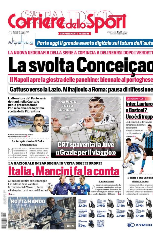 Prima Pagina, Corriere dello Sport: “La svolta Conceiçao. Inter, Lautaro o Bastoni? Uno è di troppo” Prima Pagina, Corriere dello Sport: “La svolta Conceiçao. Inter, Lautaro o Bastoni? Uno è di troppo”