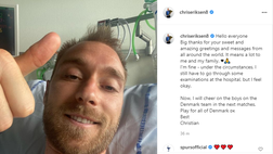 Ecco Eriksen: “Sto bene, grazie a tutti”. Le prime parole dall’ospedale