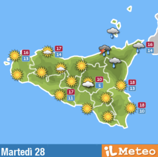 Meteo, Palermo: cielo sereno, le previsioni di martedì 28 dicembre meteo