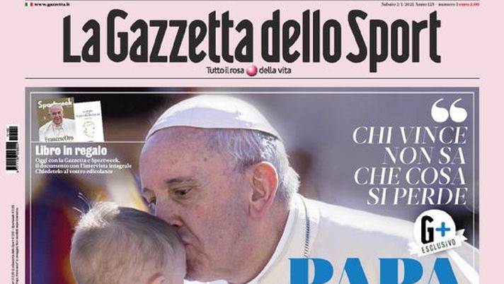 Prima Pagina, La Gazzetta dello Sport: “Papa Sport. Prima intervista a Francesco sui valori e sui campioni” 