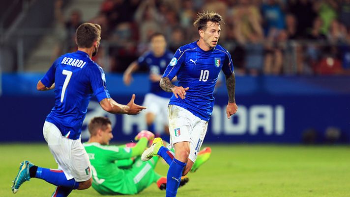 during the 2017 UEFA European Under-21 Championship Group C match between Italy and Germany at Stadion Cracovia on June 24, 2017 in Krakow, Poland. 