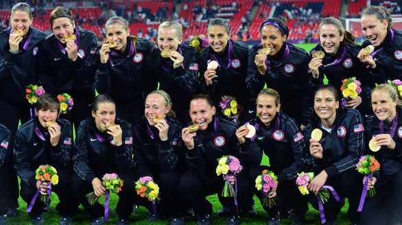 The U.S. women's soccer team won gold Thursday, in a victory that also kept the American women far ahead of the men in the number of medals won at the London Games: 100 to 59. The U.S. women's soccer team won gold Thursday, in a victory that also kept the American women far ahead of the men in the number of medals won at the London Games: 100 to 59.