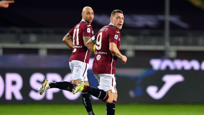 TURIN, ITALY - JANUARY 29: Andrea Belotti of Torino celebrates scoring with team mate Simone Zaza during the Serie A match between Torino FC and ACF Fiorentina at Stadio Olimpico di Torino on January 29, 2021 in Turin, Italy. (Photo by Valerio Pennicino/Getty Images) I voti ufficiali al fantacalcio: Belotti come Ribery, che Bonaventura! Milenkovic flop - immagine 1