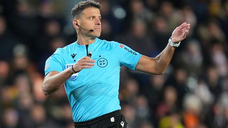 VALENCIA, SPAIN - JANUARY 23: Referee Jesus Gil Manzano looks on during the LaLiga Santander match between Valencia CF and UD Almeria at Estadio Mestalla on January 23, 2023 in Valencia, Spain. (Photo by Aitor Alcalde/Getty Images)