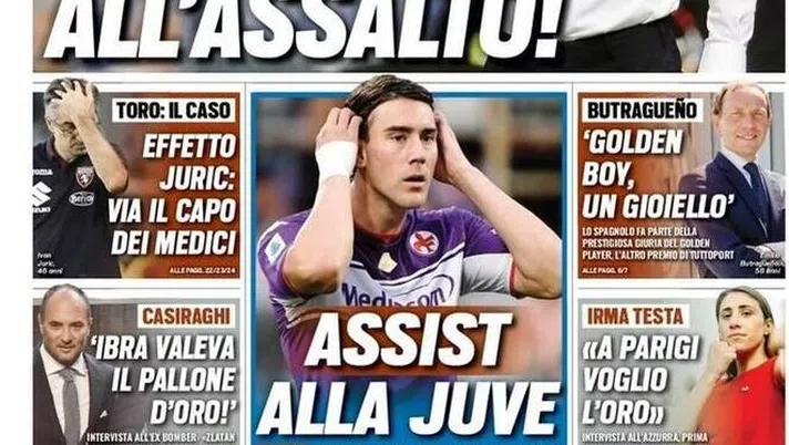 Prima Pagina, Tuttosport: “Invincibili all’assalto! Vlahovic, assist alla Juve” - immagine 1