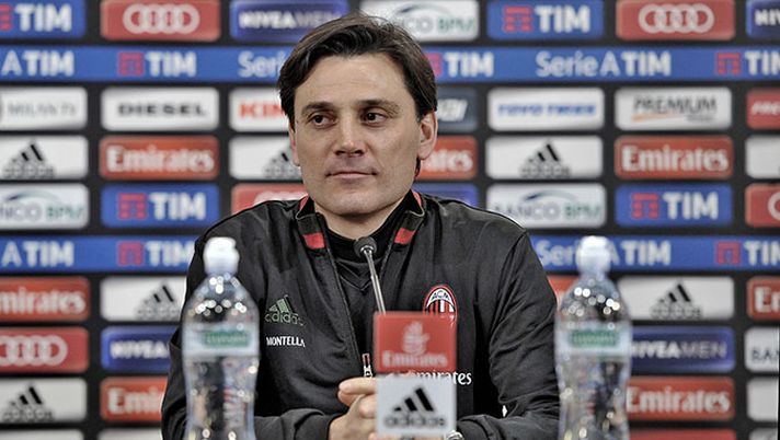 Vincenzo Montella, allenatore del Milan, durante una conferenza stampa a Milanello (credits: GETTY Images) Vincenzo Montella Milan