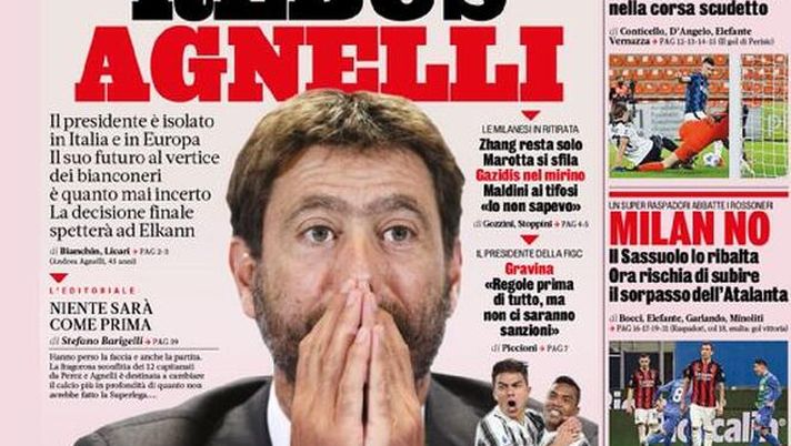 La Gazzetta dello Sport, la prima pagina di oggi, giovedì 22 aprile 2021 