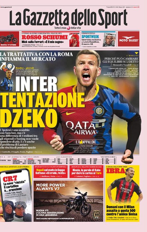 Prima Pagina, Gazzetta dello Sport: “Inter, tentazione Dzeko: la trattativa con la Roma infiamma il mercato” Prima Pagina, Gazzetta dello Sport: “Inter, tentazione Dzeko: la trattativa con la Roma infiamma il mercato”