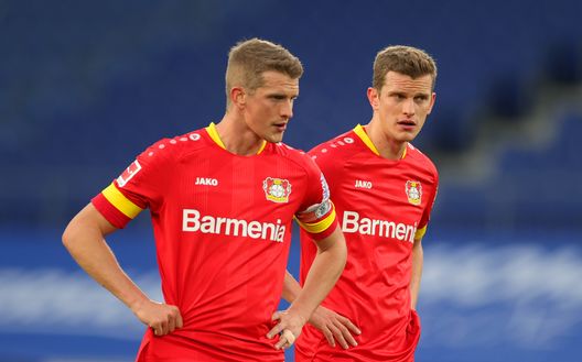 BIELEFELD, GERMANY - NOVEMBER 21: Lars Bender and Sven Bender of Bayer 04 Leverkusen look on during the Bundesliga match between DSC Arminia Bielefeld and Bayer 04 Leverkusen at Schueco Arena on November 21, 2020 in Bielefeld, Germany. Football Stadiums around Europe remain empty due to the Coronavirus Pandemic as Government social distancing laws prohibit fans inside venues resulting in fixtures being played behind closed doors. (Photo by Friedemann Vogel - Pool/Getty Images) BIELEFELD, GERMANY - NOVEMBER 21: Lars Bender and Sven Bender of Bayer 04 Leverkusen look on during the Bundesliga match between DSC Arminia Bielefeld and Bayer 04 Leverkusen at Schueco Arena on November 21, 2020 in Bielefeld, Germany. Football Stadiums around Europe remain empty due to the Coronavirus Pandemic as Government social distancing laws prohibit fans inside venues resulting in fixtures being played behind closed doors. (Photo by Friedemann Vogel - Pool/Getty Images)