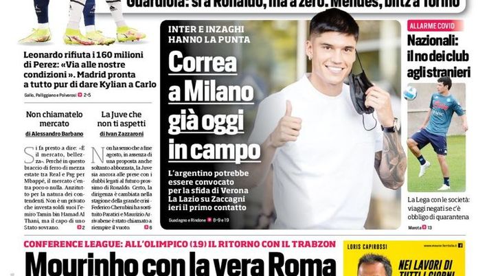 Prima Pagina, Corriere dello Sport: “215 per Mbappé, CR7 solo gratis“ 