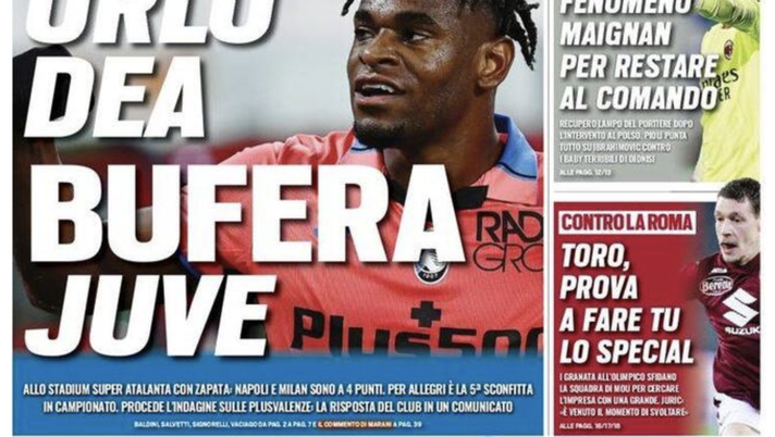 Prima Pagina, Tuttosport: “Urlo Dea, bufera Juventus. Inter, notte a -1” 