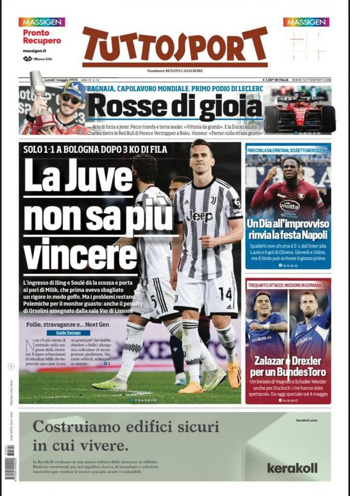 EDICOLA TS – Un Dia all’improvviso rinvia la festa Napoli: Spalletti non sfrutta il 3-1 dell’Inter - immagine 1