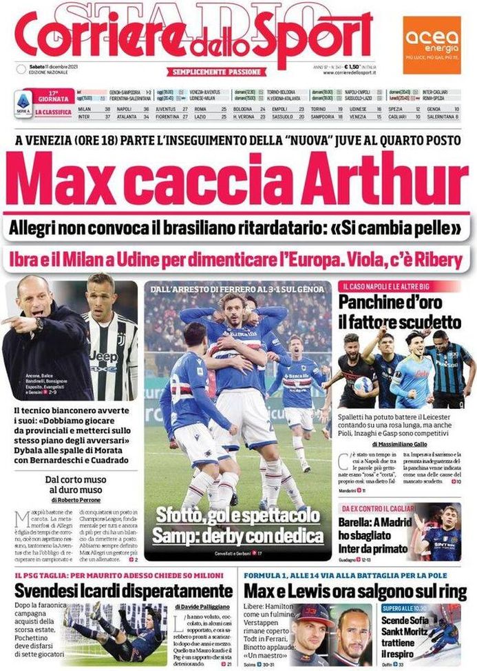 Prima Pagina, Corriere dello Sport: “Max caccia Arthur” Prima Pagina, Corriere dello Sport: “Max caccia Arthur” - immagine 1
