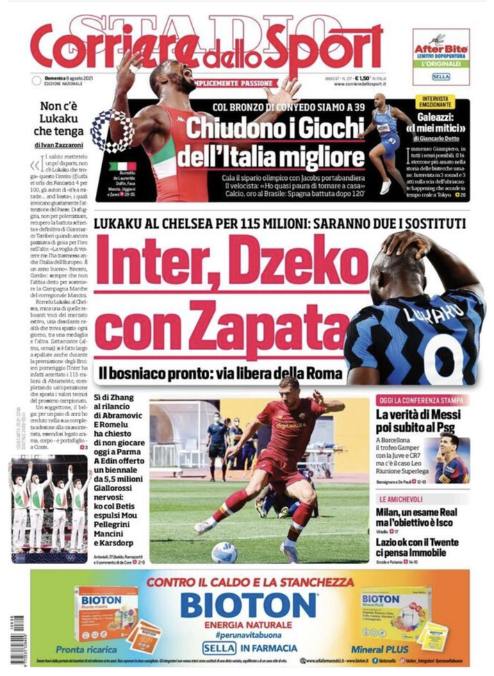 Prima Pagina, Corriere dello Sport: “Chiudono i giochi dell’Italia migliore”