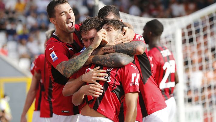 LA SPEZIA, ITALY - SEPTEMBER 25: Brahim Diaz of AC Milan celebrates after scoring a goal during the Serie A match between Spezia Calcio and AC Milan at Stadio Alberto Picco on September 25, 2021 in La Spezia, Italy. (Photo by Gabriele Maltinti/Getty Images) LA SPEZIA, ITALY - SEPTEMBER 25: Brahim Diaz of AC Milan celebrates after scoring a goal during the Serie A match between Spezia Calcio and AC Milan at Stadio Alberto Picco on September 25, 2021 in La Spezia, Italy. (Photo by Gabriele Maltinti/Getty Images)