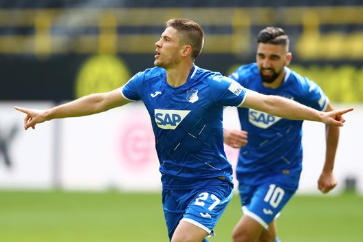 DORTMUND, GERMANY - JUNE 27: Andrej Kramaric of TSG 1899 Hoffenheim celebrates after scoring his team's third goal during the Bundesliga match between Borussia Dortmund and TSG 1899 Hoffenheim at Signal Iduna Park on June 27, 2020 in Dortmund, Germany. (Photo by Martin Rose/Getty Images) DORTMUND, GERMANY - JUNE 27: Andrej Kramaric of TSG 1899 Hoffenheim celebrates after scoring his team's third goal during the Bundesliga match between Borussia Dortmund and TSG 1899 Hoffenheim at Signal Iduna Park on June 27, 2020 in Dortmund, Germany. (Photo by Martin Rose/Getty Images)