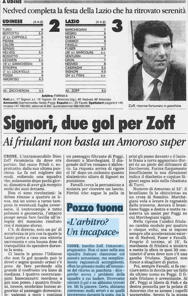 Accadde Oggi: 30/1/1997, Pozzo tuona con l’arbitro