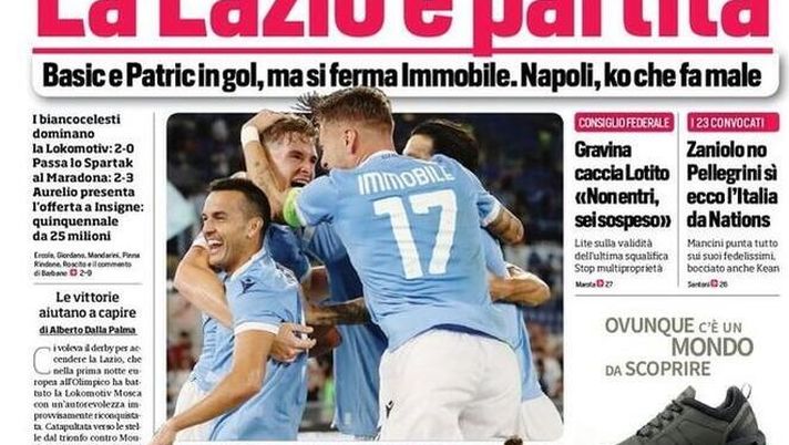 Prima Pagina, Corriere dello Sport: “Chiesa vale 100. La Lazio è partita” Prima Pagina