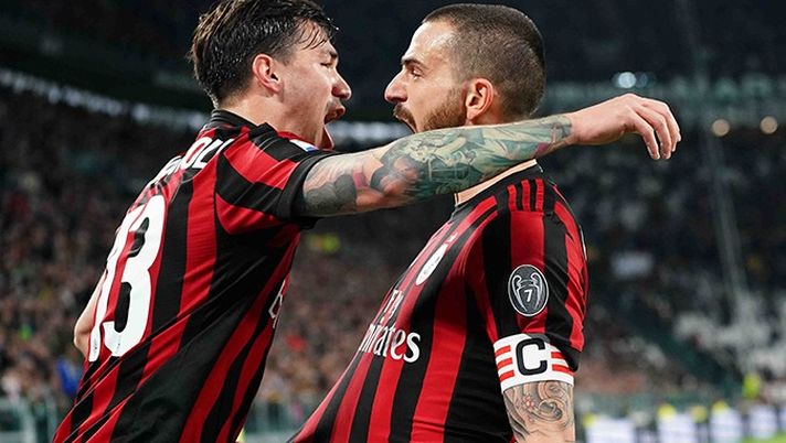 Alessio Romagnoli e Leonardo Bonucci, difensori del Milan (credits: acmilan.com) 