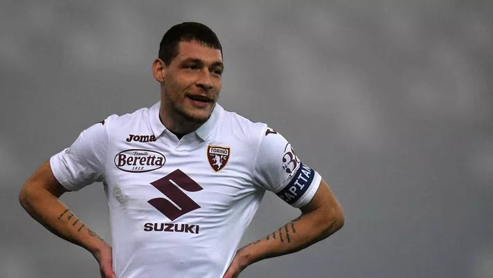 REGGIO NELL'EMILIA, ITALY - OCTOBER 23: Andrea Belotti of Torino FC reacts during the Serie A match between US Sassuolo and Torino FC at Mapei Stadium - Città del Tricolore on October 23, 2020 in Reggio nell'Emilia, Italy. (Photo by Alessandro Sabattini/Getty Images)