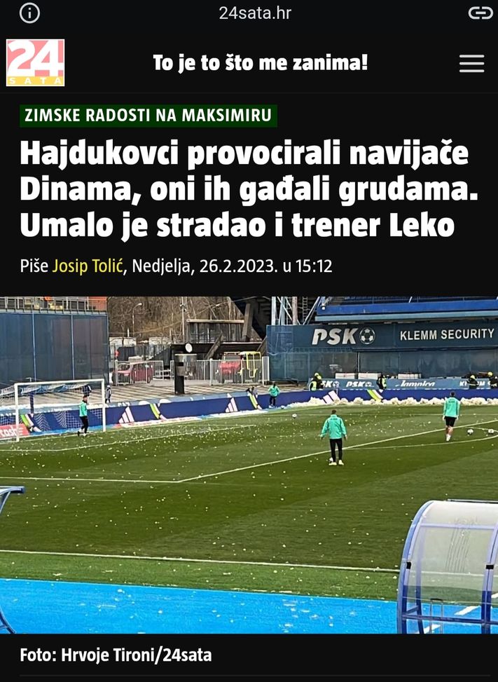 Derby eterno croato: palle di neve al Maksimir, i Bad Blue Boys sfiorano il tecnico dell’Hajduk- immagine 2