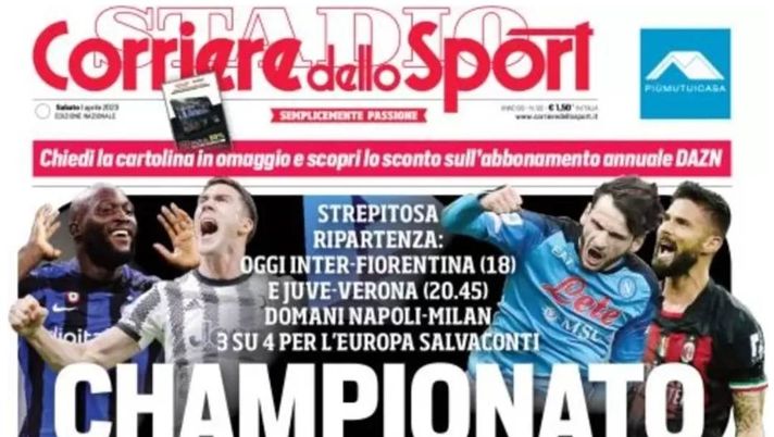 IL NAPOLI SUI MEDIA – Le prime pagine dei giornali di oggi 1 aprile 2023 - immagine 1