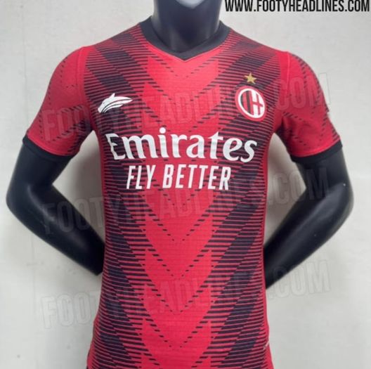 La possibile nuova maglia del Milan 2023/24 (foto footy headlines)