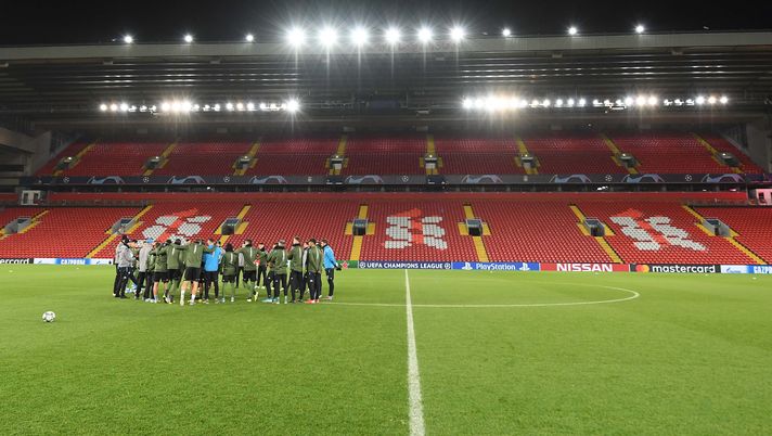 LIVERPOOL, ENGLAND - NOVEMBER 26: Anfield Stadium during an SSC Napoli training session on November 26, 2019 in Naples, Italy. (Photo by SSC NAPOLI/SSC NAPOLI via Getty Images) LIVERPOOL, ENGLAND - NOVEMBER 26: Anfield Stadium during an SSC Napoli training session on November 26, 2019 in Naples, Italy. (Photo by SSC NAPOLI/SSC NAPOLI via Getty Images)