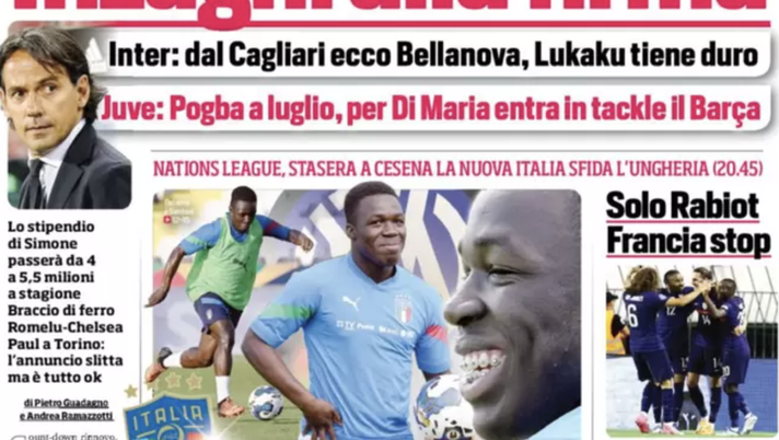 Prima Pagina, Corriere dello Sport: “Inzaghi alla firma. Mancini con Gnonto dal 1′” prima pagina
