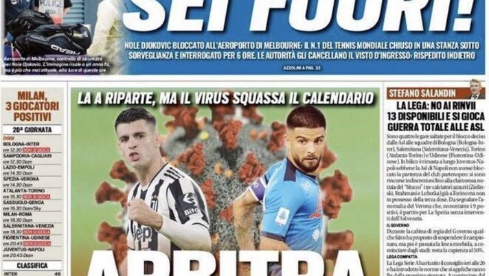 Prima Pagina, Tuttosport: “Arbitra il Covid. Il virus squassa il calendario”  Prima Pagina, Tuttosport: “Arbitra il Covid. Il virus squassa il calendario” - immagine 1
