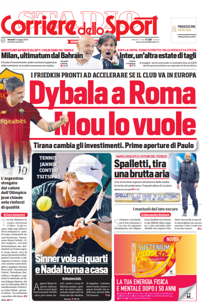 EDICOLA CDS – Dybala a Roma, Mou lo vuole. Inter, altra estate di tagli - immagine 1