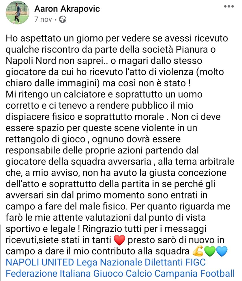 Derby Napoli United-Napoli Nord: pugno in faccia, naso fratturato e zero scuse – L’amarezza di Maradona jr- immagine 3