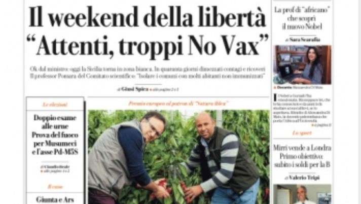 Prima Pagina, La Repubblica Palermo: “Il weekend della libertà, troppi No Vax”  Prima Pagina, La Repubblica Palermo: “Il weekend della libertà, troppi No Vax” - immagine 1