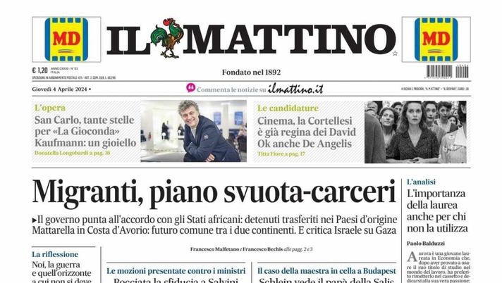 PRIMA PAGINA IL MATTINO OGGI: “DeLa sentito in Procura sull’acquisto di Osi” - immagine 1
