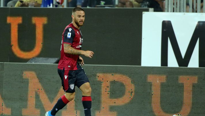 CAGLIARI, ITALY - AUGUST 25: Nahitan Nandez of Cagliari in action during the Serie A match between Cagliari Calcio and Brescia Calcio at Sardegna Arena on August 25, 2019 in Cagliari, Italy. (Photo by Enrico Locci/Getty Images) 