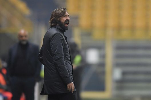 PARMA, ITALY - DECEMBER 19: Juventus coach Andrea Pirlo during the Serie A match between Parma Calcio and Juventus at Stadio Ennio Tardini on December 19, 2020 in Parma, Italy. Sporting stadiums around Italy remain under strict restrictions due to the Coronavirus Pandemic as Government social distancing laws prohibit fans inside venues resulting in games being played behind closed doors. (Photo by Daniele Badolato - Juventus FC/Juventus FC via Getty Images) PARMA, ITALY - DECEMBER 19: Juventus coach Andrea Pirlo during the Serie A match between Parma Calcio and Juventus at Stadio Ennio Tardini on December 19, 2020 in Parma, Italy. Sporting stadiums around Italy remain under strict restrictions due to the Coronavirus Pandemic as Government social distancing laws prohibit fans inside venues resulting in games being played behind closed doors. (Photo by Daniele Badolato - Juventus FC/Juventus FC via Getty Images)